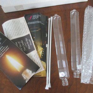 Firelight Glass Star Taper 10 inch pair of crystal oil candles new unused in box